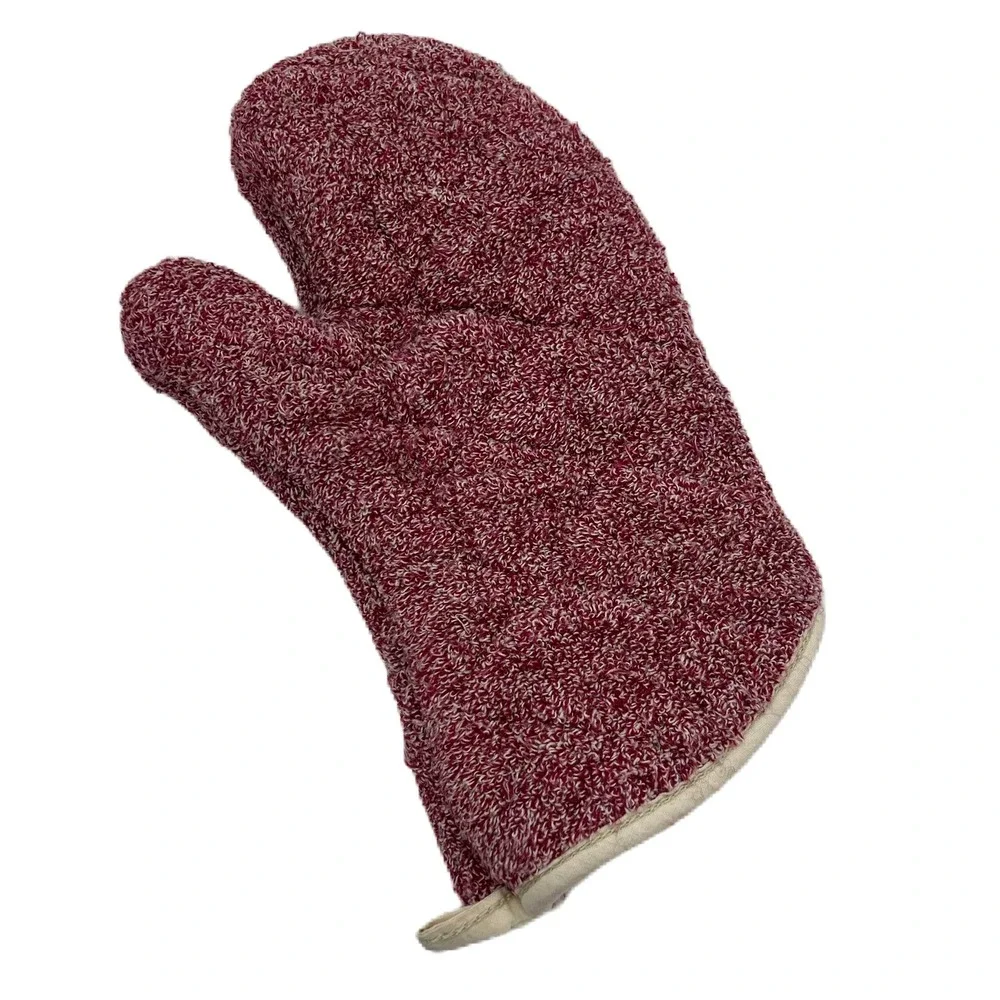 Pampered Chef Oven Mitt 100% Cotton Terry Cloth Cranberry Red Retired 1329